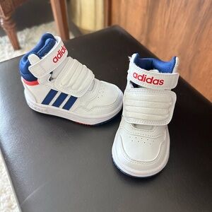 Adidas Toddler 5c White and Blue Sneakers